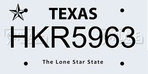 HKR5963 Texas License Plate