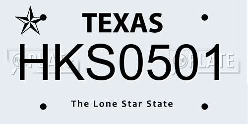 HKS0501 Texas License Plate