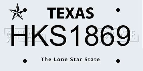 HKS1869 Texas License Plate