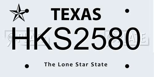 HKS2580 Texas License Plate