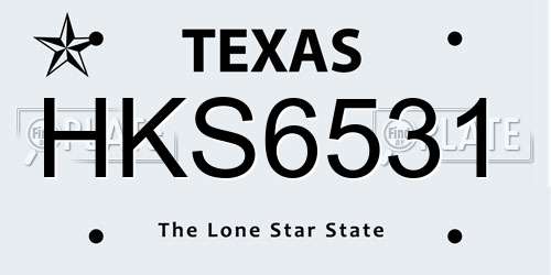 HKS6531 Texas License Plate