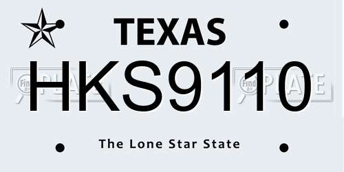 HKS9110 Texas License Plate