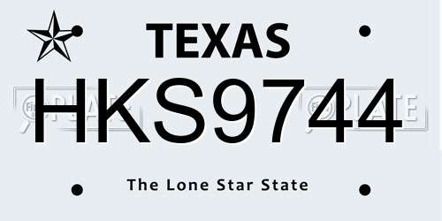 HKS9744 Texas License Plate