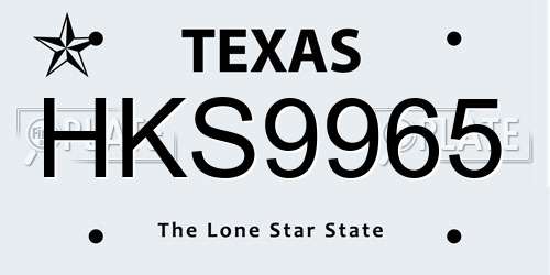 HKS9965 Texas License Plate