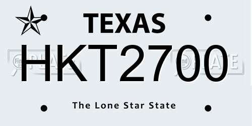 HKT2700 Texas License Plate