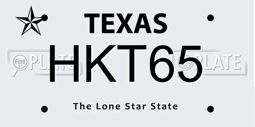 HKT65 Texas License Plate
