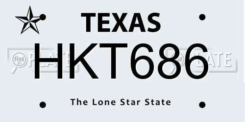 HKT686 Texas License Plate