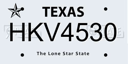 HKV4530 Texas License Plate