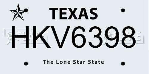HKV6398 Texas License Plate