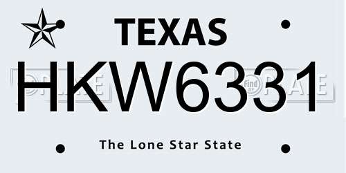 HKW6331 Texas License Plate