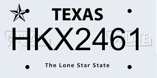 HKX2461 Texas License Plate
