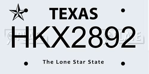 HKX2892 Texas License Plate