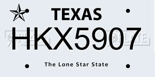 HKX5907 Texas License Plate
