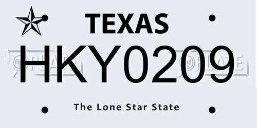 HKY0209 Texas License Plate