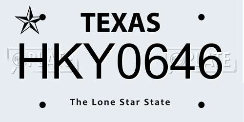HKY0646 Texas License Plate