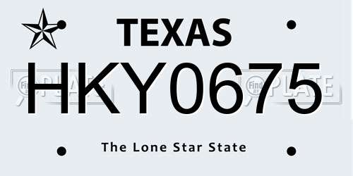 HKY0675 Texas License Plate