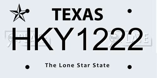 HKY1222 Texas License Plate