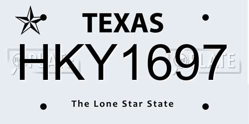 HKY1697 Texas License Plate