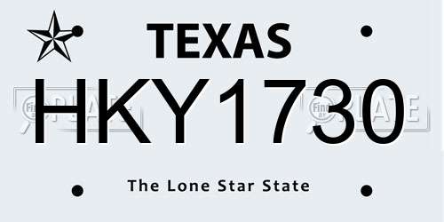 HKY1730 Texas License Plate