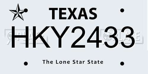 HKY2433 Texas License Plate