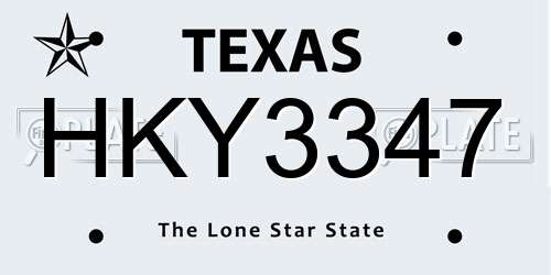 HKY3347 Texas License Plate