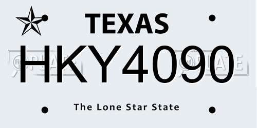 HKY4090 Texas License Plate