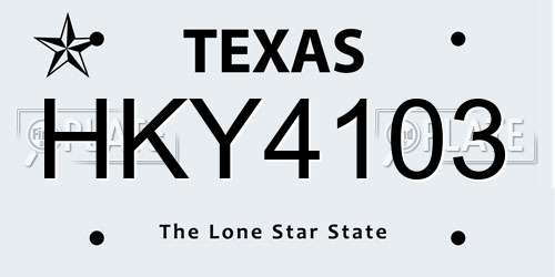 HKY4103 Texas License Plate
