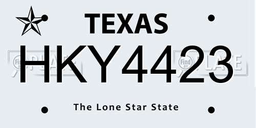 HKY4423 Texas License Plate