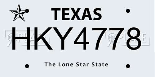 HKY4778 Texas License Plate