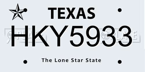 HKY5933 Texas License Plate