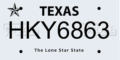 HKY6863 Texas License Plate