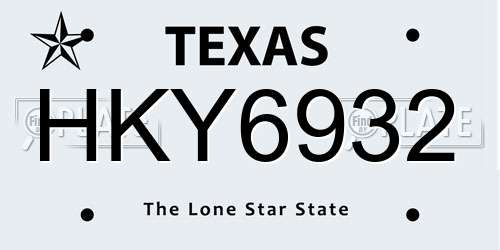 HKY6932 Texas License Plate