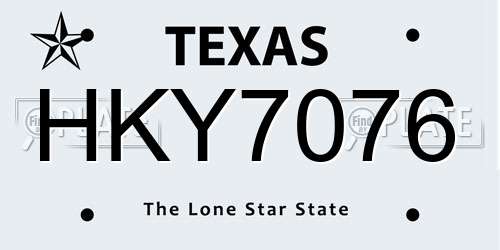 HKY7076 Texas License Plate