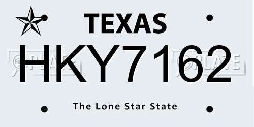 HKY7162 Texas License Plate