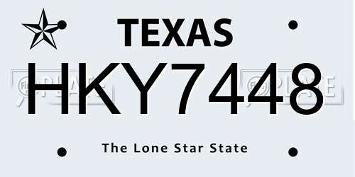 HKY7448 Texas License Plate
