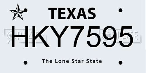 HKY7595 Texas License Plate