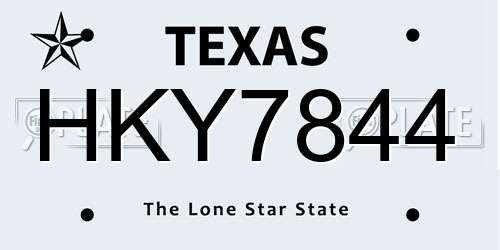 HKY7844 Texas License Plate