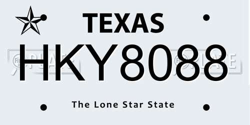 HKY8088 Texas License Plate