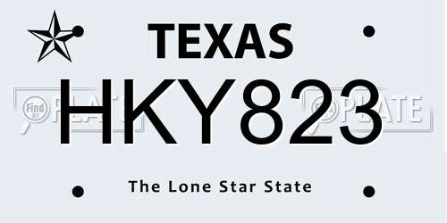 HKY823 Texas License Plate