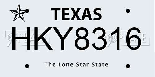 HKY8316 Texas License Plate