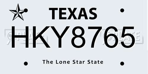 HKY8765 Texas License Plate