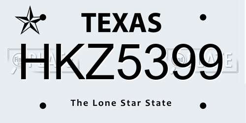 HKZ5399 Texas License Plate