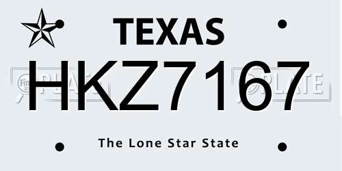 HKZ7167 Texas License Plate