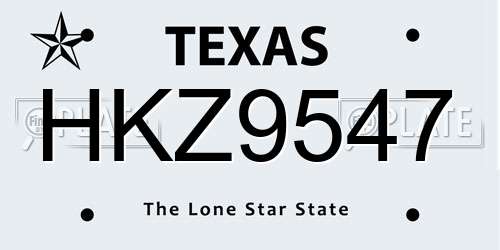 HKZ9547 Texas License Plate