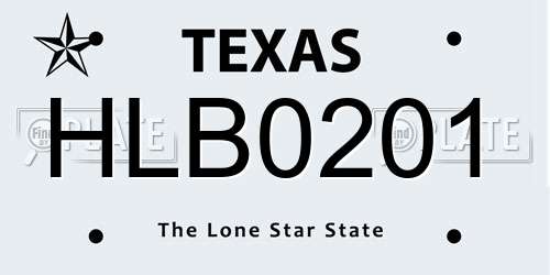 HLB0201 Texas License Plate