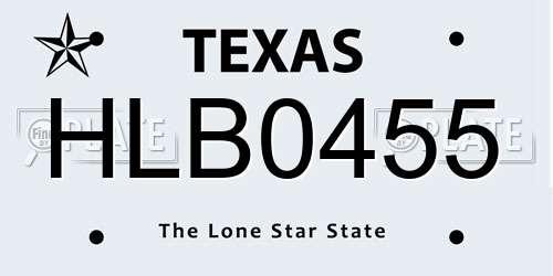 HLB0455 Texas License Plate