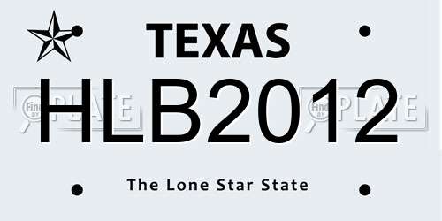 HLB2012 Texas License Plate