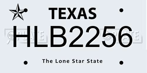 HLB2256 Texas License Plate