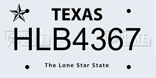 HLB4367 Texas License Plate