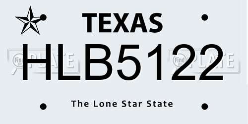 HLB5122 Texas License Plate